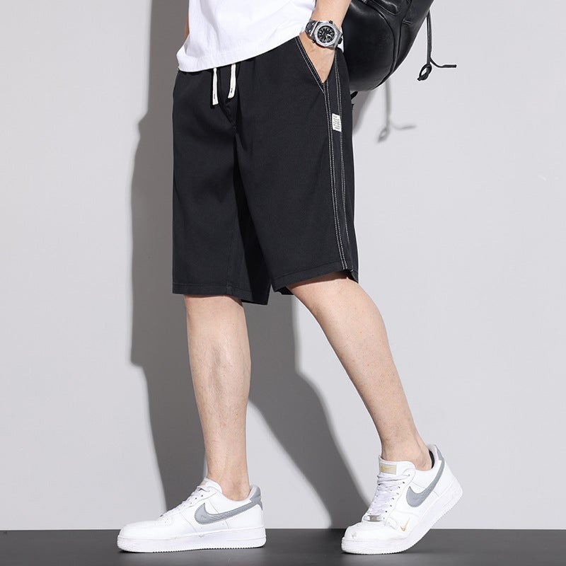 Sports Casual Shorts Men'S Loose Trendy Brand Tencel Middle Pants Men'S Summer Thin Men'S Five-Point Pants - Image 1